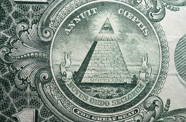 pyramid extreme closeup print one dollar banknote