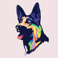 Colorful dog on pop art style