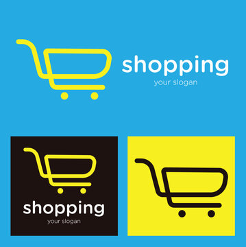 Logo design for online store. Shop shopping cart logo vector illustration. Perfect for e-commerce, sale, discount or shop web element. Company emblem