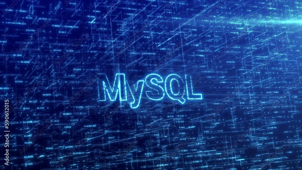 Poster mysql concept over blue futuristic technology network with digital cyberspace background