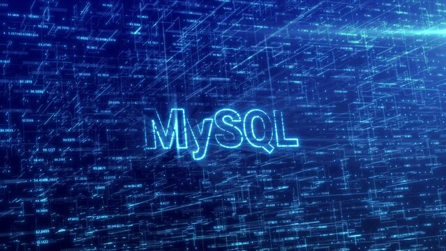 MySQL Concept Over Blue Futuristic Technology Network with Digital Cyberspace Background