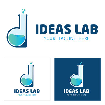 Logo template for laboratory, test tube with the letter D. Vector illustration