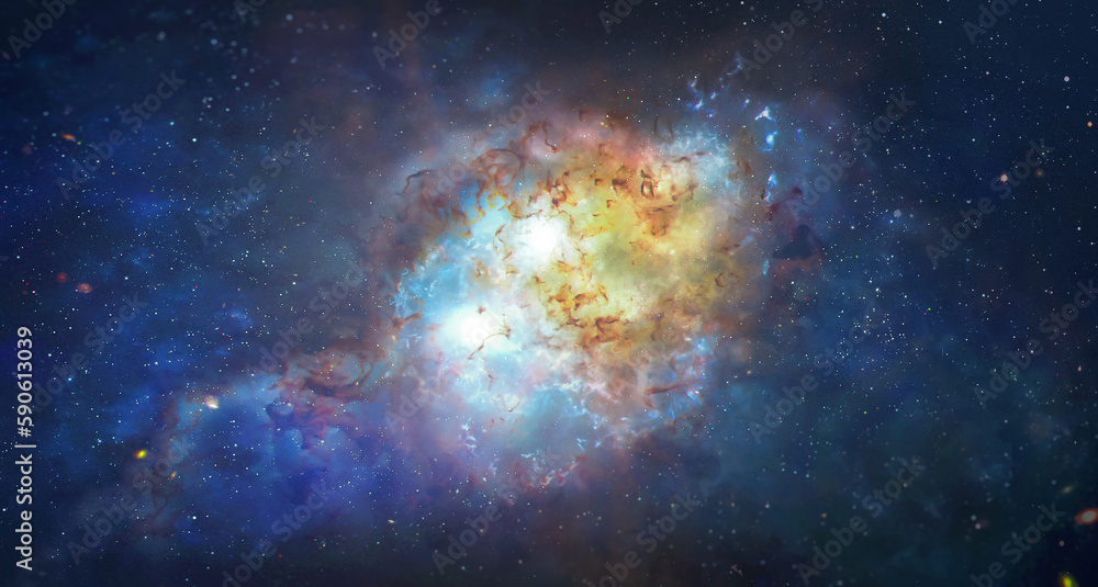 Poster Bright galaxy with stars in deep space. Elements of this image furnished by NASA