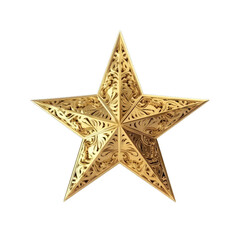 Obraz premium Gold star isolated on transparent background. Gold vintage star shape. 3d illustration. Gold ornament