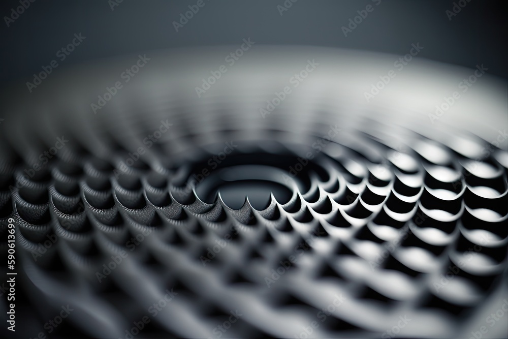 Poster an abstract depth-of-field image of a carbon fiber surface with radial waves. generative ai