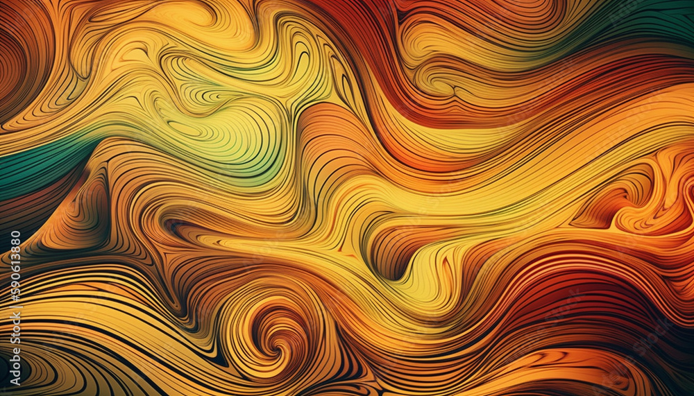 Poster vibrant abstract wave pattern in multi colored chaos generated by ai
