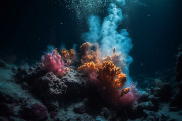 Obraz na płótnie Canvas hydrothermal vents underwater cinematic Generative AI