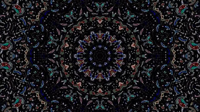 Abstract Kaleidoscope pattern with full colors. Magic mandala. 4k	