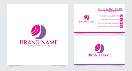 Vector logo design for woman's face beauty salons, feminine, hair salons, and cosmetic color branding design
