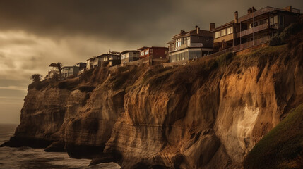 Houses on the cliff Generative AI