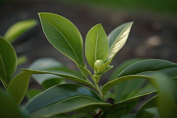 green tea's buds and leaves. AM plantations of green tea. Generative AI