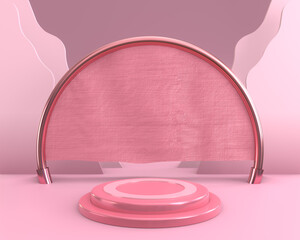 Pink 3D background with podium and other luxury decorations