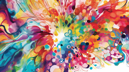 Explosion of vibrant colors against a pristine white background