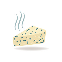 Stinky blue cheese wedge, smelly food vector illustration