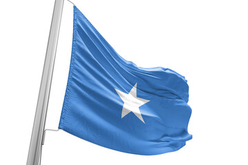 Somalia national flag cloth fabric waving on beautiful white Background.