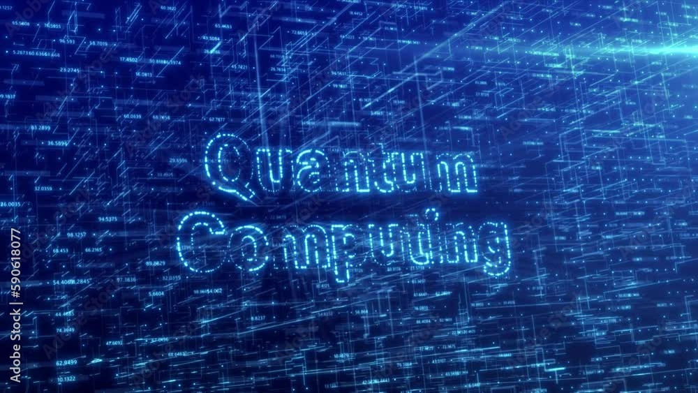 Aufkleber quantum computing concept over blue futuristic technology network with digital cyberspace background