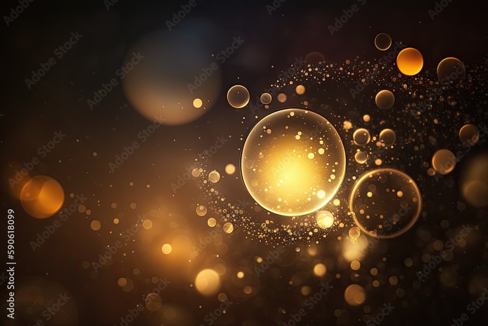 Aufkleber abstract gold bokeh as the background. real dust particles that are backlit and there is lens flare.