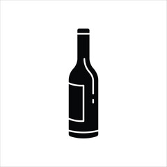 Wine bottle vector icon. Alcohol icon. Alhocol flat sign design. Wine and glass symbol pictogram. UX UI icon