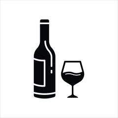 Wine bottle vector icon. Alcohol icon. Alhocol flat sign design. Wine and glass symbol pictogram. UX UI icon