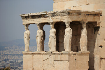 Erechtheion temple on the Acropolis of Athens. - obrazy, fototapety, plakaty