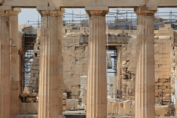 The Parthenon - temple dedicated to the goddess Athena on the Acropolis of Athens.