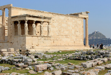 Fototapeta na wymiar Erechtheion temple on the Acropolis of Athens.