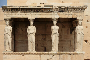 Erechtheion temple on the Acropolis of Athens. - obrazy, fototapety, plakaty