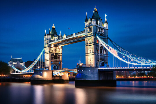 Tower Bridge at Night, London - generative ai
