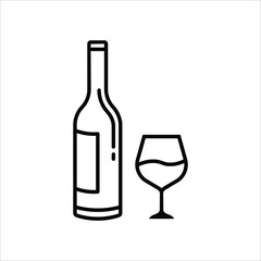 Wine bottle vector icon. Alcohol icon. Alhocol flat sign design. Wine and glass symbol pictogram. UX UI icon