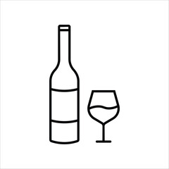 Wine bottle vector icon. Alcohol icon. Alhocol flat sign design. Wine and glass symbol pictogram. UX UI icon