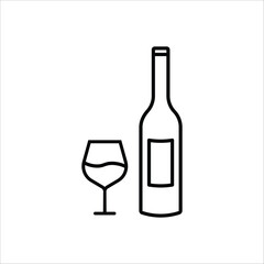 Wine bottle vector icon. Alcohol icon. Alhocol flat sign design. Wine and glass symbol pictogram. UX UI icon