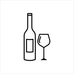 Wine bottle vector icon. Alcohol icon. Alhocol flat sign design. Wine and glass symbol pictogram. UX UI icon