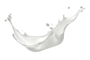 Rolgordijnen White milk wave splash with splatters and drops. Ai. Cutout on transparent © Ara Hovhannisyan