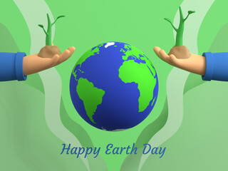 Earth Day Concept Illustration. Save our planet. Release our nature. Lets go green