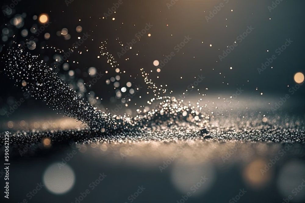Poster abstract silver with particles blurred into a beautiful background picture. generative ai