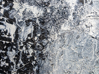 Black and white surface of the painting. Texture of the painting. Acrylic colors painting.