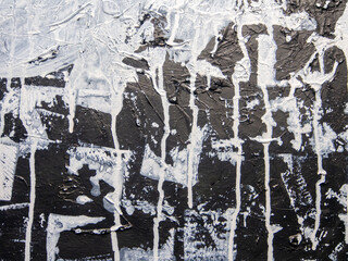 Black and white surface of the painting. Texture of the painting. Acrylic colors painting.