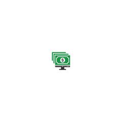 Work online dollar income logo for business, icon, payment, marketing, shop, sales, trading,  illustration, vector, logo, design, work, online, income, dollar, profit, investment, success, internet