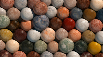 Background texture of rounded multicolored marble stones