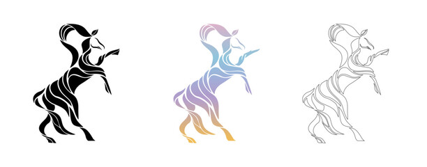 Silhouette head horse vector icon on the modern flat style for web, graphic and mobile design. racing riding.gradient