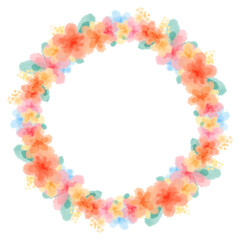 Flowers circle frame water color style2