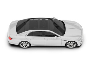 White luxury car isolated on transparent background. 3d rendering - illustration