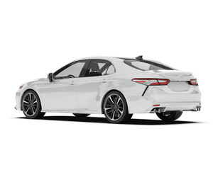 Fototapeta na wymiar White modern car isolated on transparent background. 3d rendering - illustration