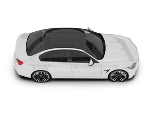 Fototapeta na wymiar White modern car isolated on transparent background. 3d rendering - illustration