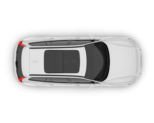 White modern car isolated on transparent background. 3d rendering - illustration