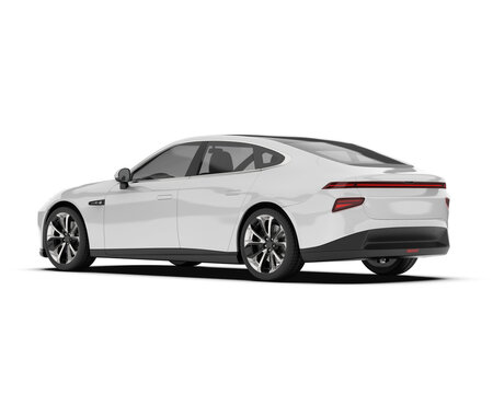 White modern car isolated on transparent background. 3d rendering - illustration