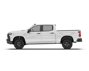 White pickup truck  isolated on transparent background. 3d rendering - illustration © Elena