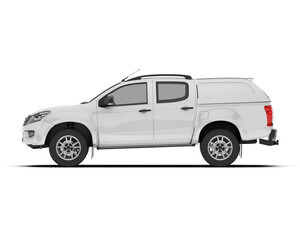 Fototapeta na wymiar White pickup truck isolated on transparent background. 3d rendering - illustration