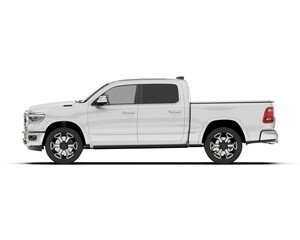 White pickup truck isolated on transparent background. 3d rendering - illustration © Elena