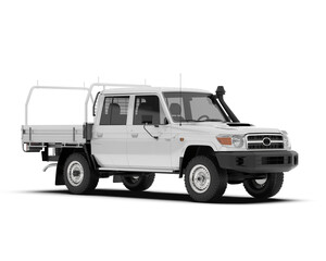 Fototapeta na wymiar White pickup truck isolated on transparent background. 3d rendering - illustration